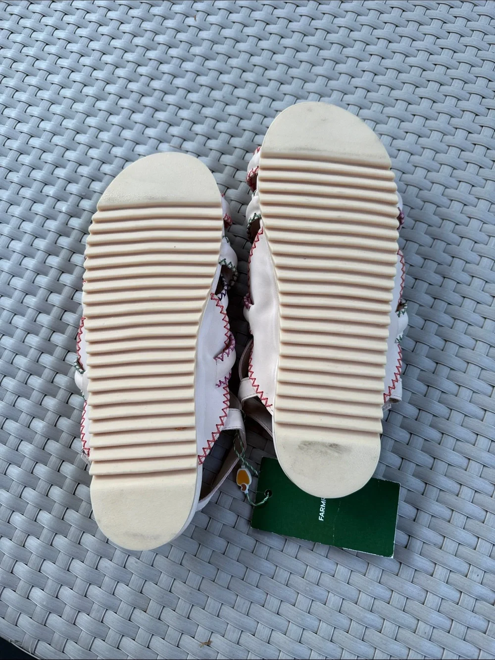 NWT Farm Rio Womens Multicolor Stitch Vegan Sandals Womens Size 12